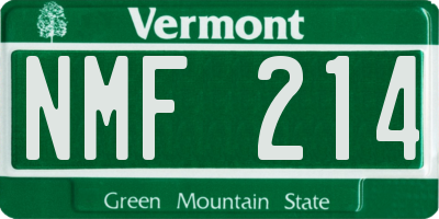 VT license plate NMF214