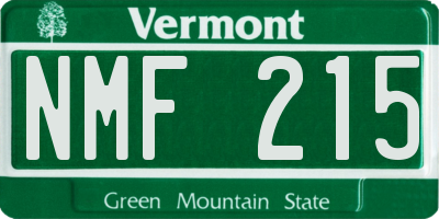 VT license plate NMF215