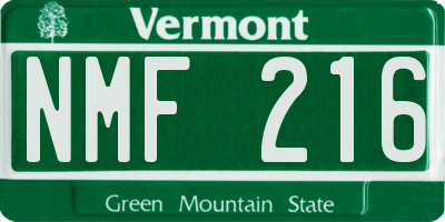 VT license plate NMF216