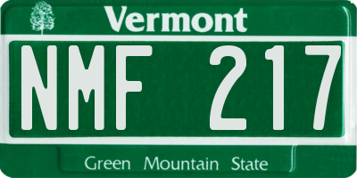 VT license plate NMF217