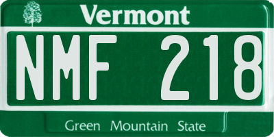 VT license plate NMF218