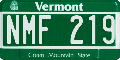 VT license plate NMF219