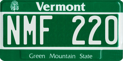 VT license plate NMF220