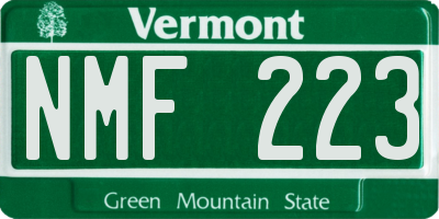 VT license plate NMF223
