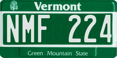 VT license plate NMF224