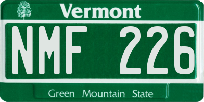 VT license plate NMF226