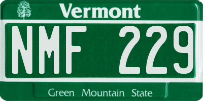 VT license plate NMF229
