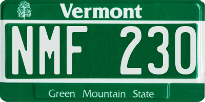 VT license plate NMF230
