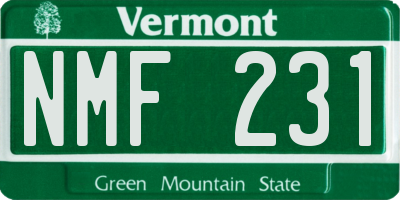 VT license plate NMF231