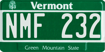 VT license plate NMF232