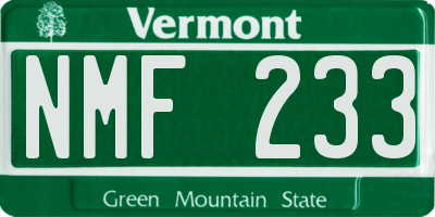 VT license plate NMF233