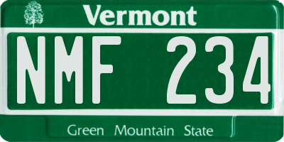 VT license plate NMF234