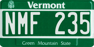 VT license plate NMF235