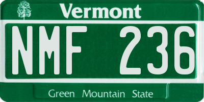 VT license plate NMF236
