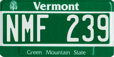 VT license plate NMF239