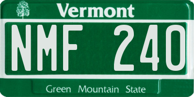 VT license plate NMF240
