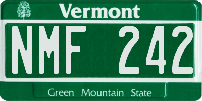 VT license plate NMF242
