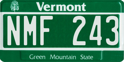 VT license plate NMF243