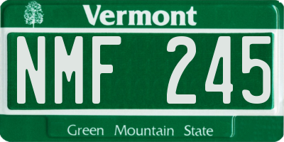 VT license plate NMF245