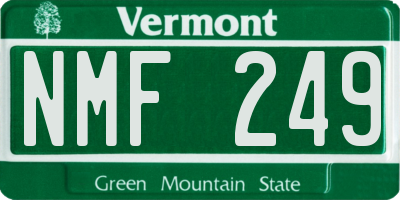 VT license plate NMF249