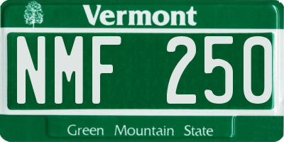 VT license plate NMF250