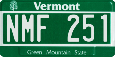 VT license plate NMF251