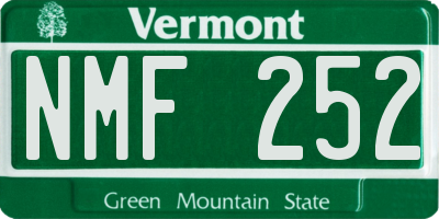 VT license plate NMF252