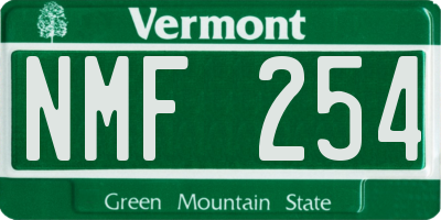 VT license plate NMF254