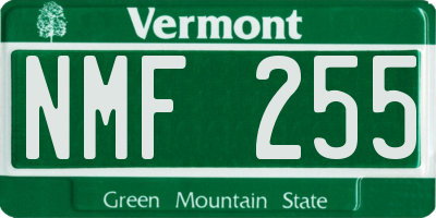 VT license plate NMF255