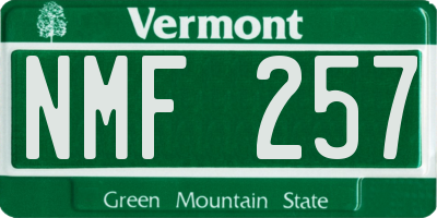 VT license plate NMF257