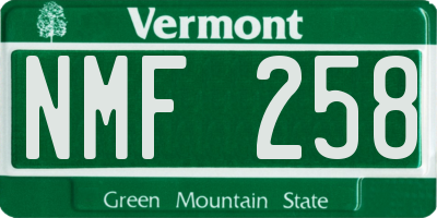VT license plate NMF258