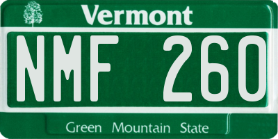 VT license plate NMF260