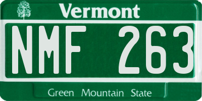 VT license plate NMF263