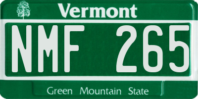 VT license plate NMF265