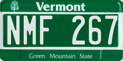 VT license plate NMF267