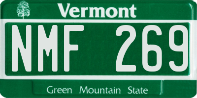 VT license plate NMF269