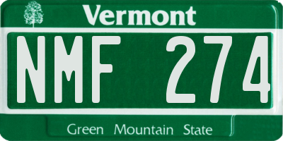 VT license plate NMF274