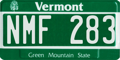 VT license plate NMF283