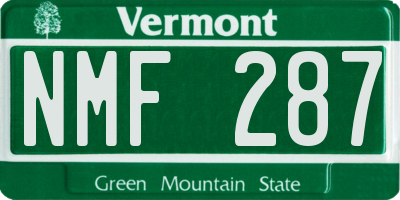 VT license plate NMF287