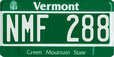 VT license plate NMF288