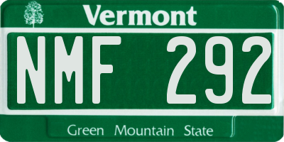 VT license plate NMF292