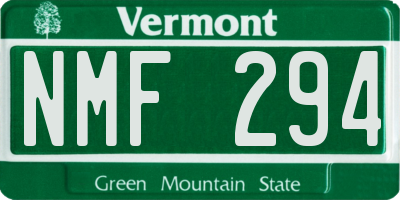 VT license plate NMF294