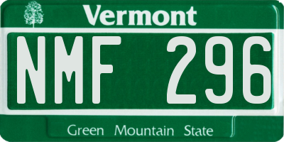 VT license plate NMF296