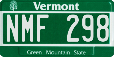 VT license plate NMF298