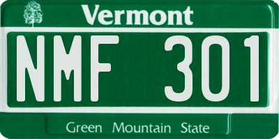 VT license plate NMF301