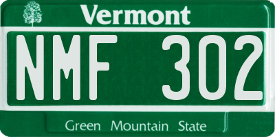 VT license plate NMF302