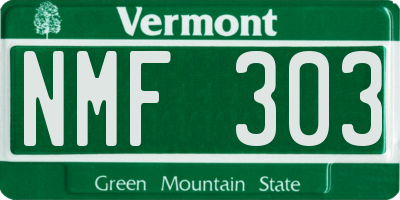 VT license plate NMF303