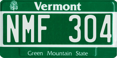 VT license plate NMF304