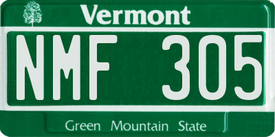 VT license plate NMF305
