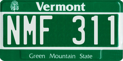 VT license plate NMF311